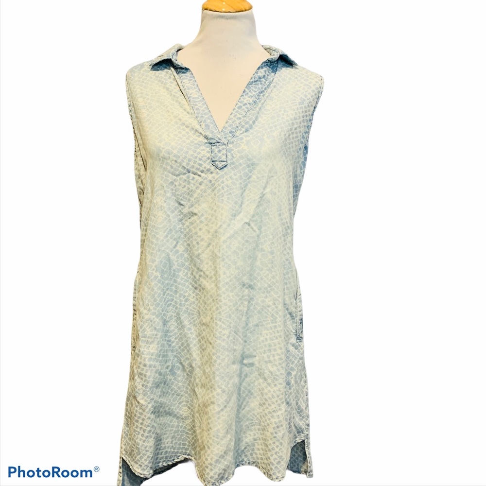 CLOTH & STONE Blue Tencel Printed Dress